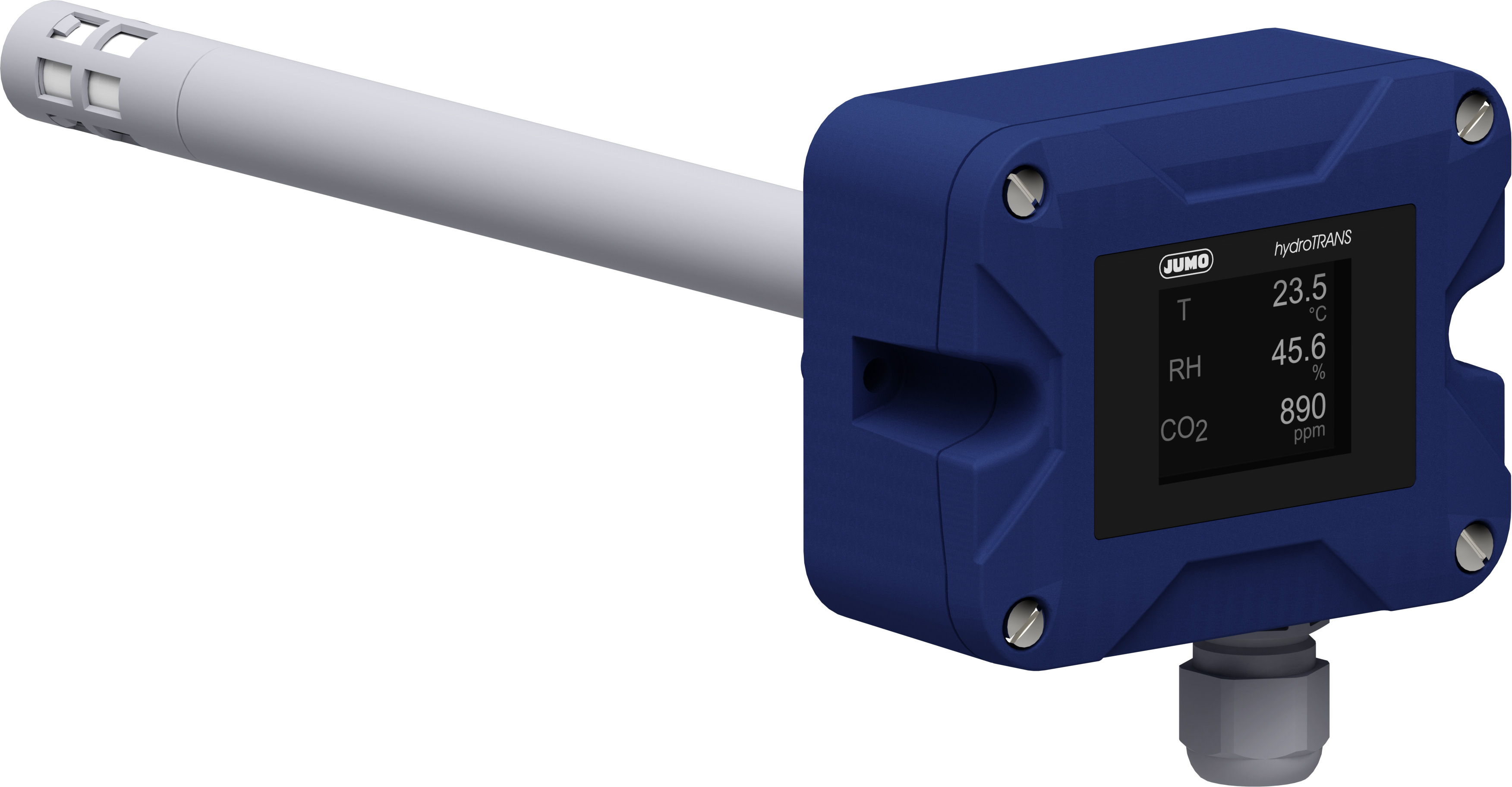 JUMO hydroTRANS S30 – Humidity and temperature transmitter with optional CO2 module in duct design